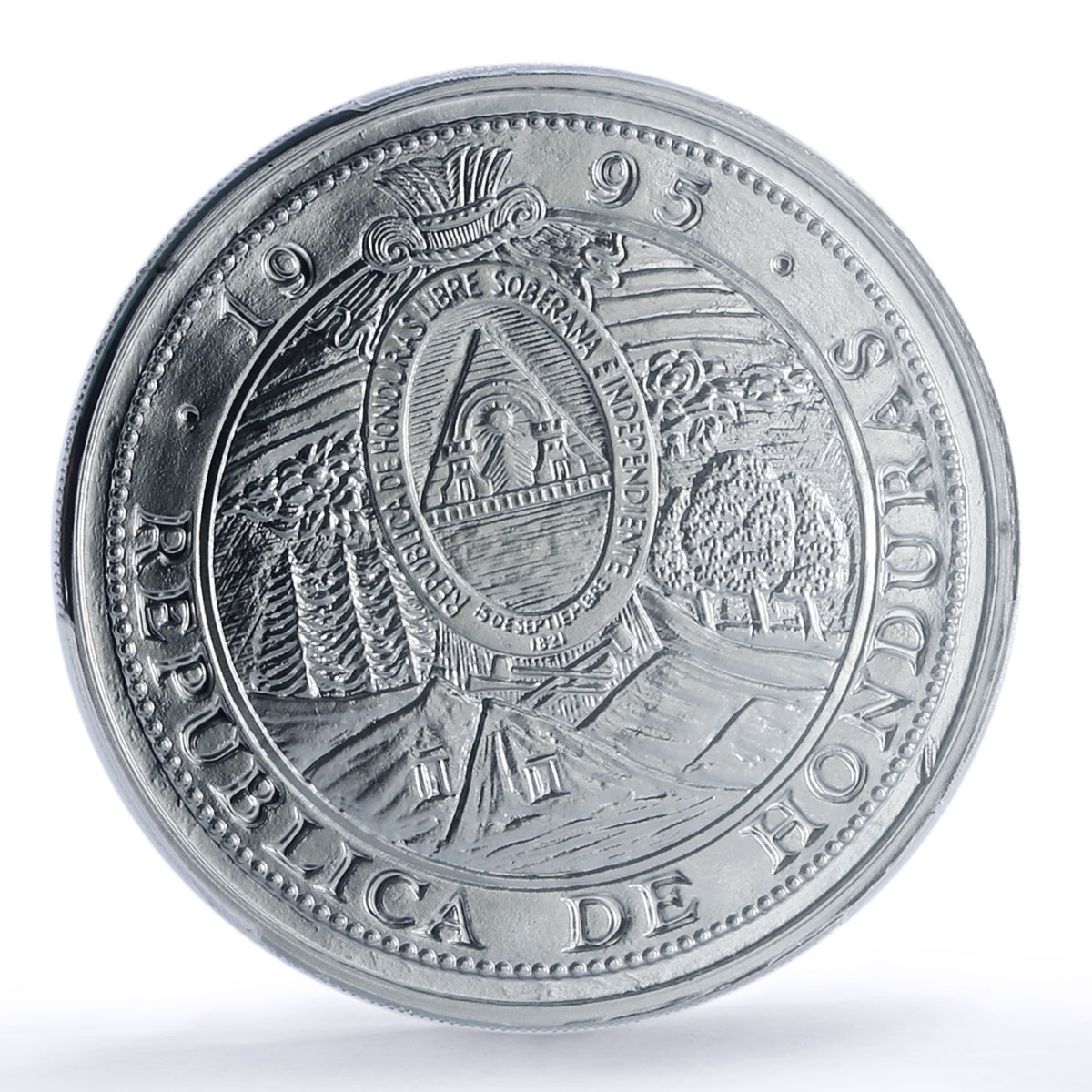Honduras 10 lempiras Pattern Aluminum Alloy X#1d.1 PR 69 PCGS RE coin 1995