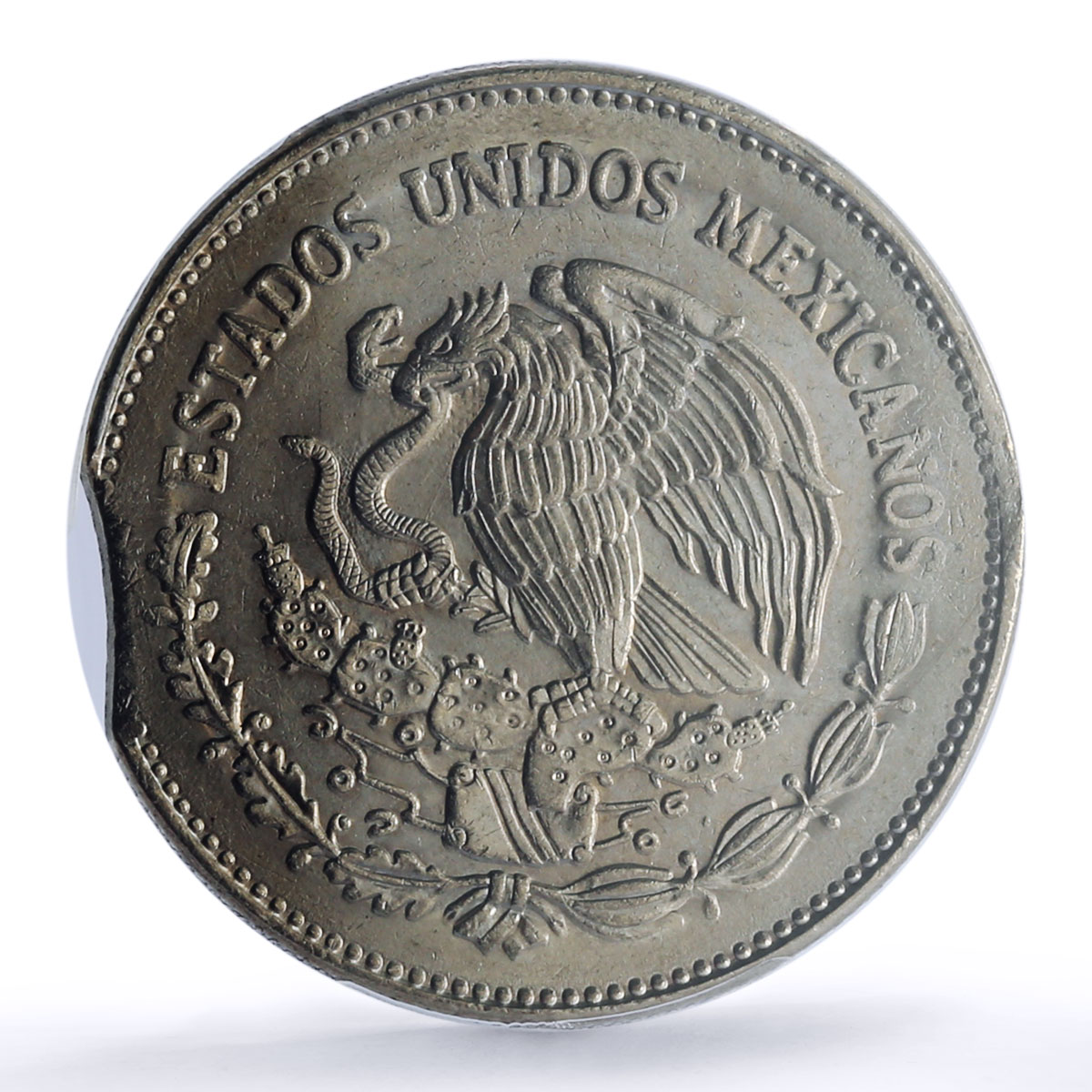 Mexico 50 pesos Republic Mint Error Clipped Planchet MS 64 PCGS CuNi coin 1982