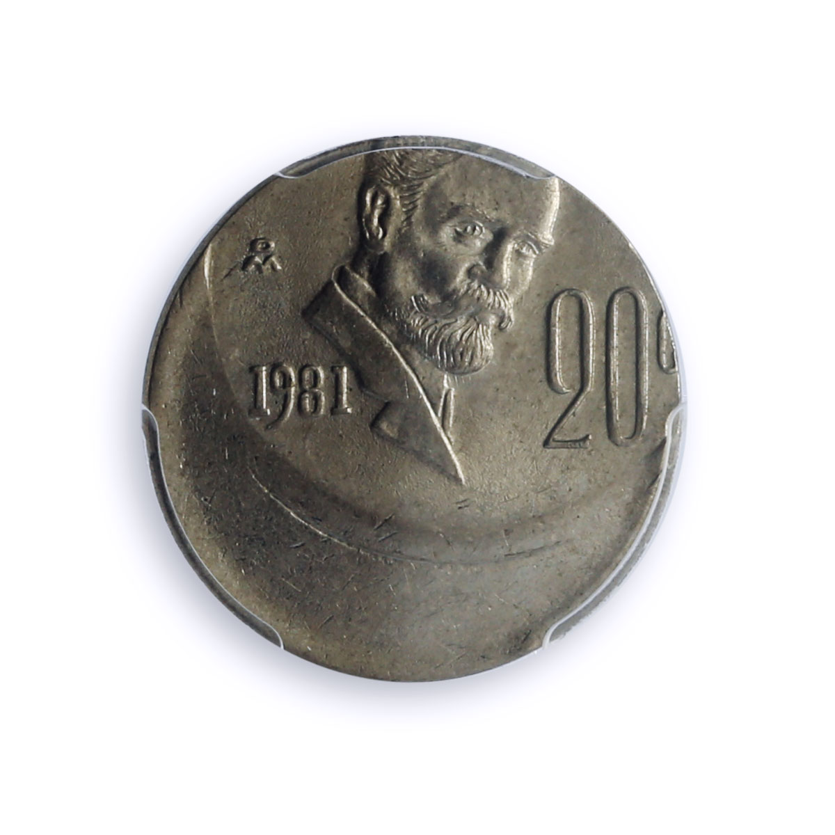 Mexico 20 centavos Republic Mint Error Struck Off-Center MS 63 PCGS coin 1981