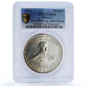 Mexico General Jesus Ortega Puebla Siege Grove-842a SP 64 PCGS silver medal 1963