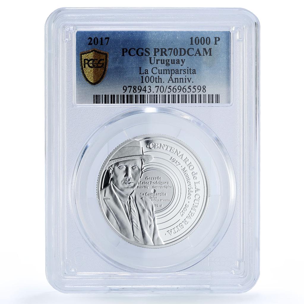 Uruguay 1000 pesos La Cumparsita Rodriguez Music PR 70 PCGS silver coin 2017