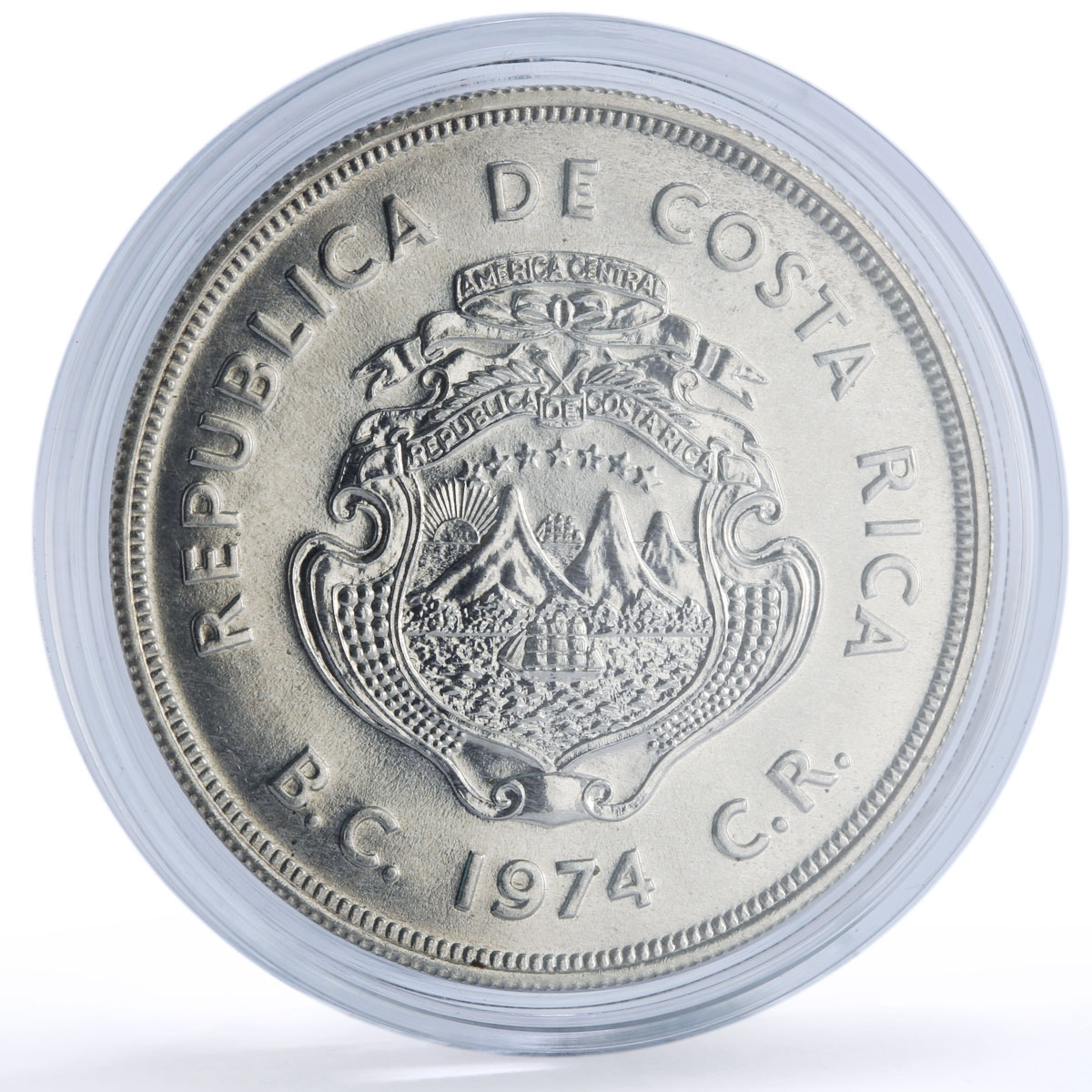 Costa Rica 100 colones Manatee Conservation KM-201 Fauna silver coin 1974