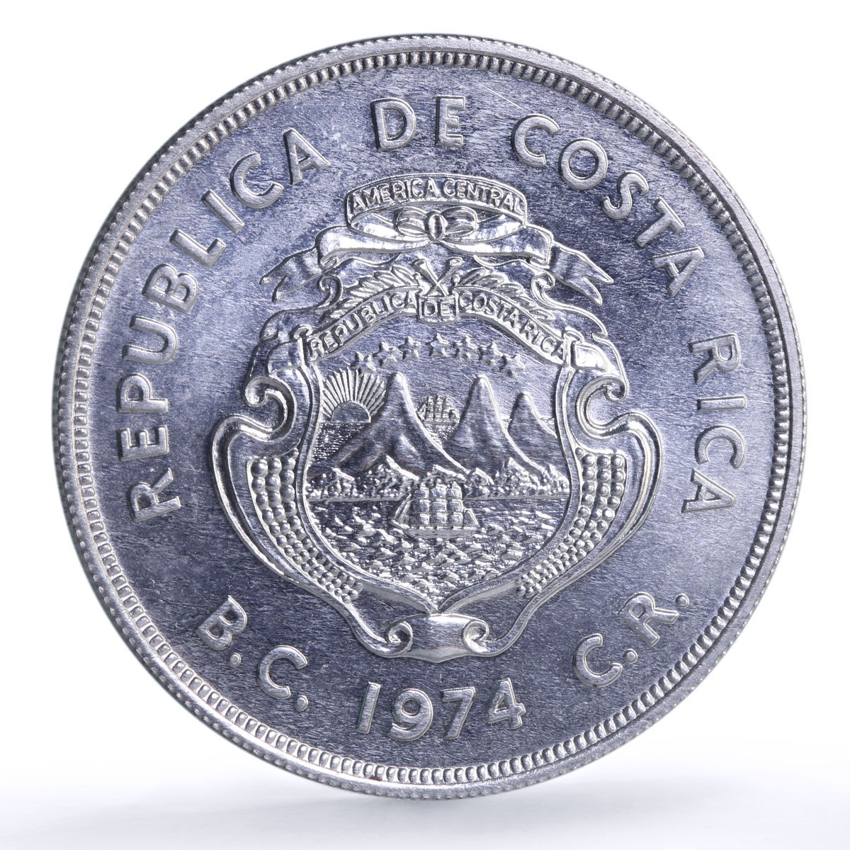 Costa Rica 100 colones Manatee Conservation KM-201 Fauna silver coin 1974