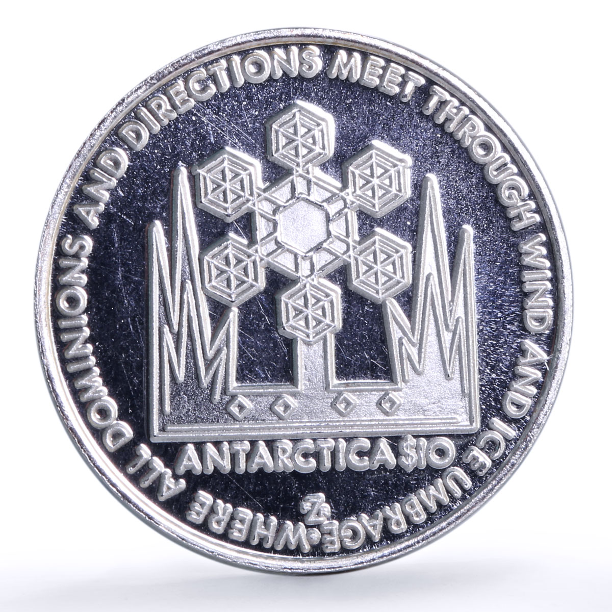 Antarctica 10 dollars New Zealand US Station McMurdo X#1 proof silver coin 1987