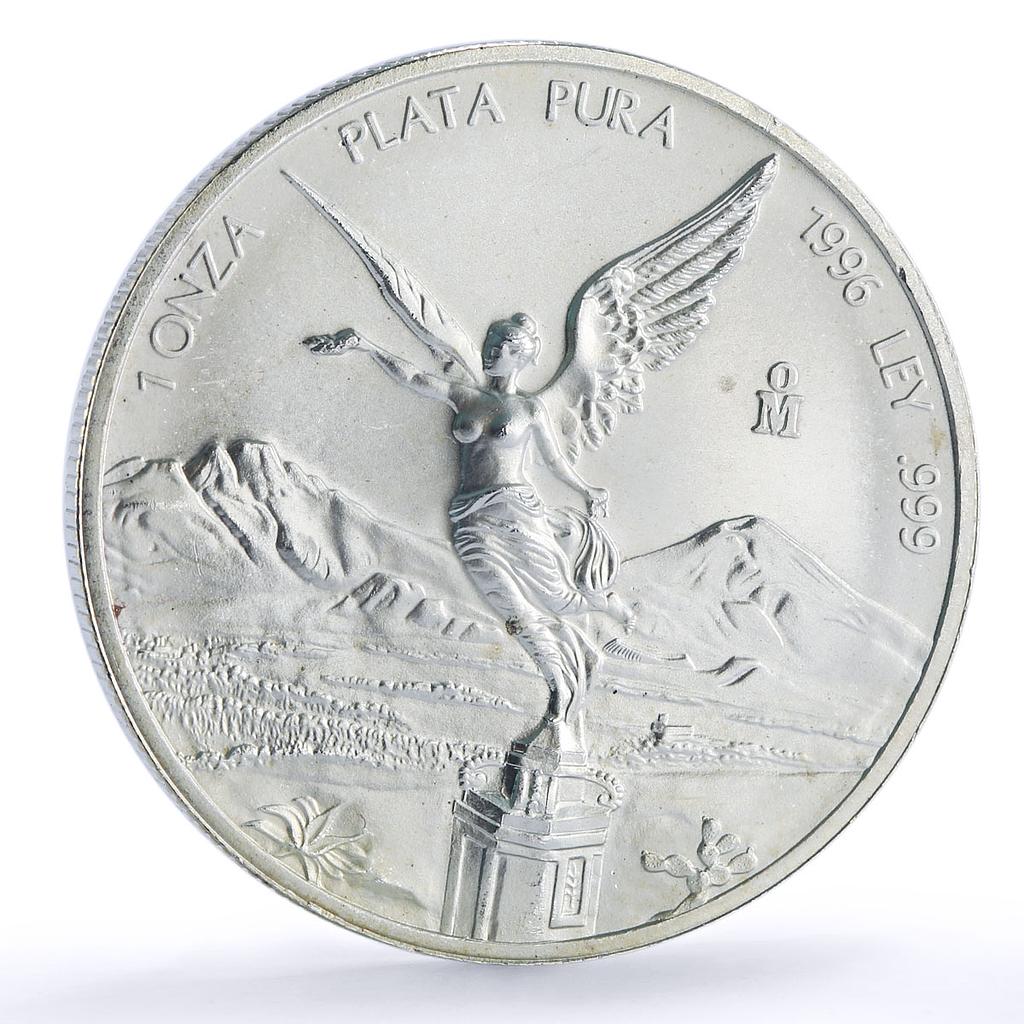 Mexico 1 onza Libertad Angel of Independence KM-613 Bullion silver coin 1996