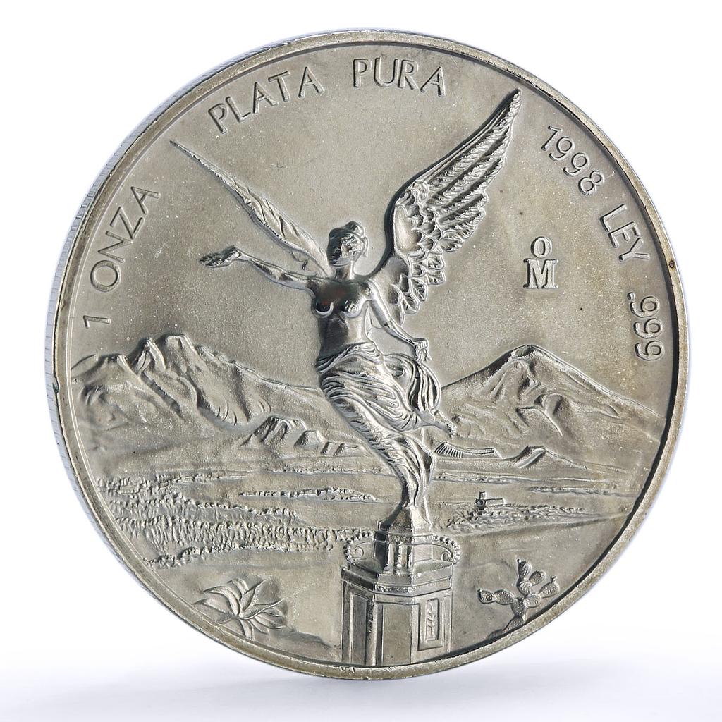 Mexico 1 onza Libertad Angel of Independence KM-613 Bullion silver coin 1998