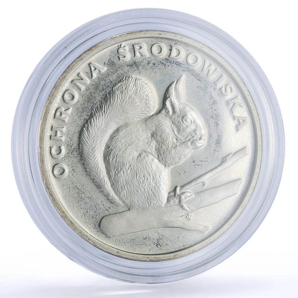 Poland 500 zlotych Squirrel Environment Protection Y#159 proof silver coin 1985