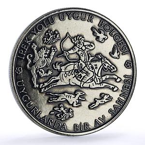 Turkey 4000000 lira Silk Road KM-1092 Archer Horseman Camels silver coin 1999