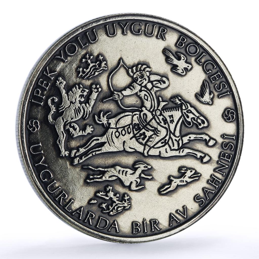 Turkey 4000000 lira Silk Road KM-1092 Archer Horseman Camels silver coin 1999