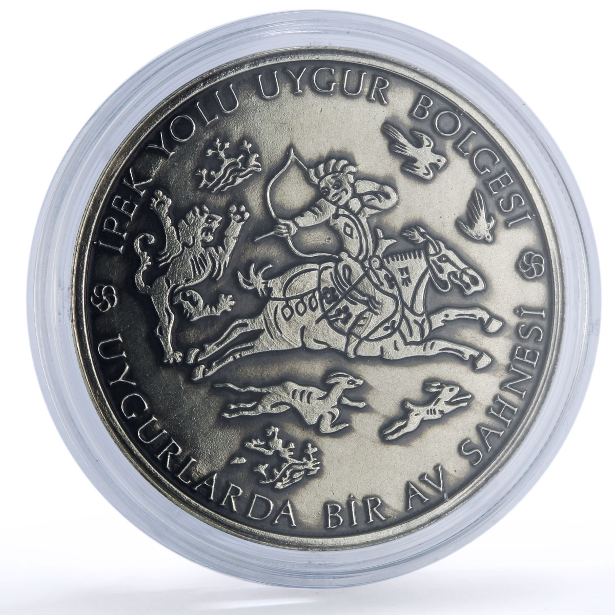 Turkiye 4000000 lira Silk Road KM-1092 Archer Horseman Camels silver coin 1999