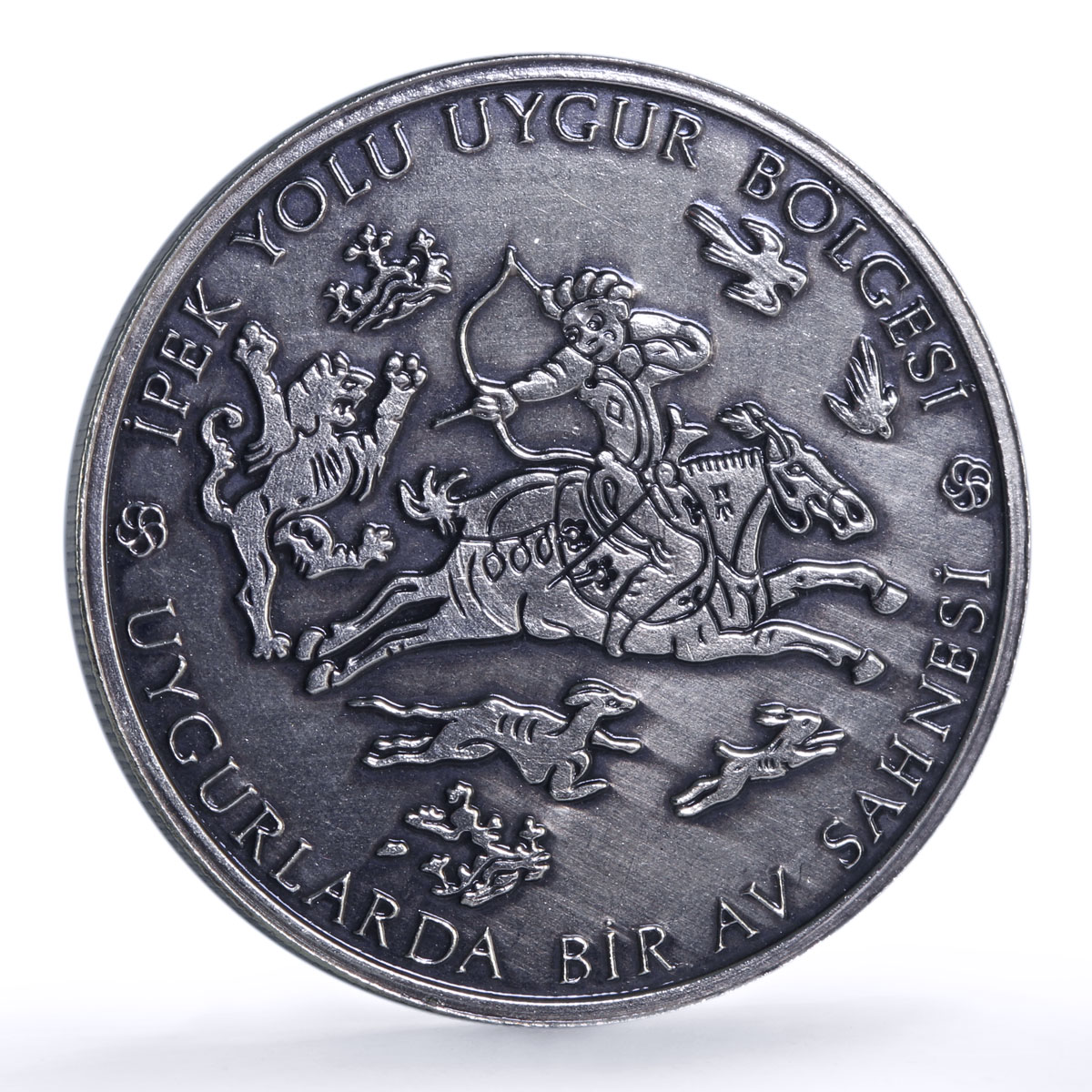 Turkiye 4000000 lira Silk Road KM-1092 Archer Horseman Camels silver coin 1999