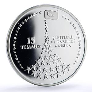 Turkey 20 lira The 15th of July Martyrs and Veterans proof silver coin 2016