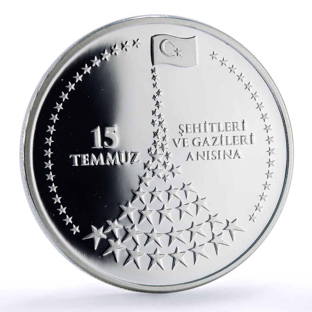 Turkey 20 lira The 15th of July Martyrs and Veterans proof silver coin 2016