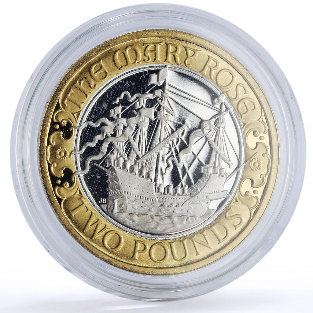 Great Britain 2 pounds Mary Rose KM-1199a Ship Clipper proof silver coin 2011