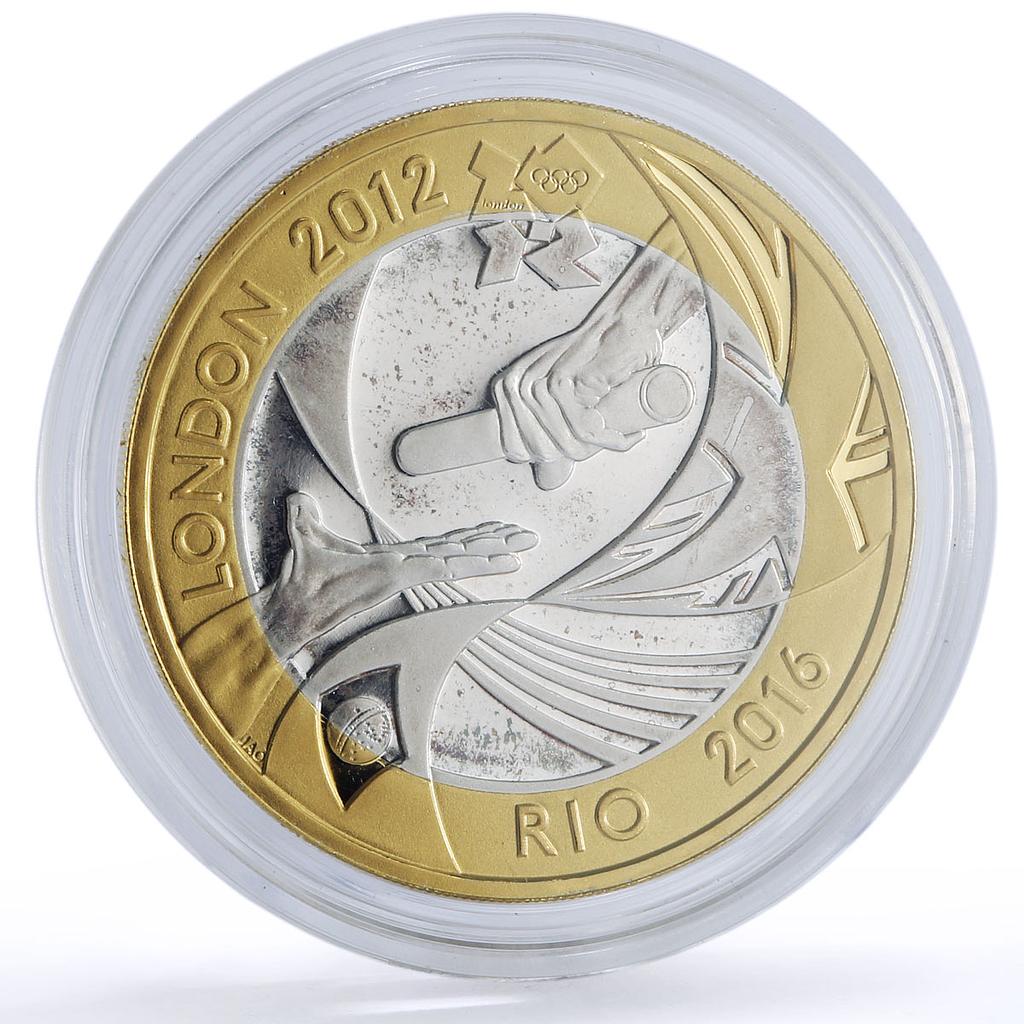 Gr. Britain 2 pounds London Rio Olympics Handoff KM-1244a proof silver coin 2012