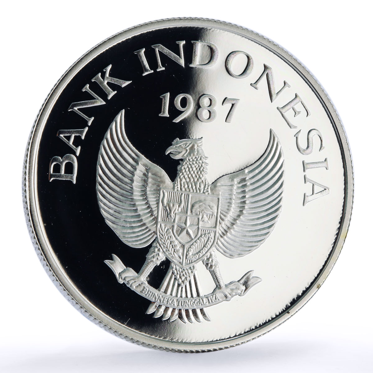 Indonesia 10000 rupiah Babi Rusa Wildlife KM-45 Pig Fauna proof silver coin 1987