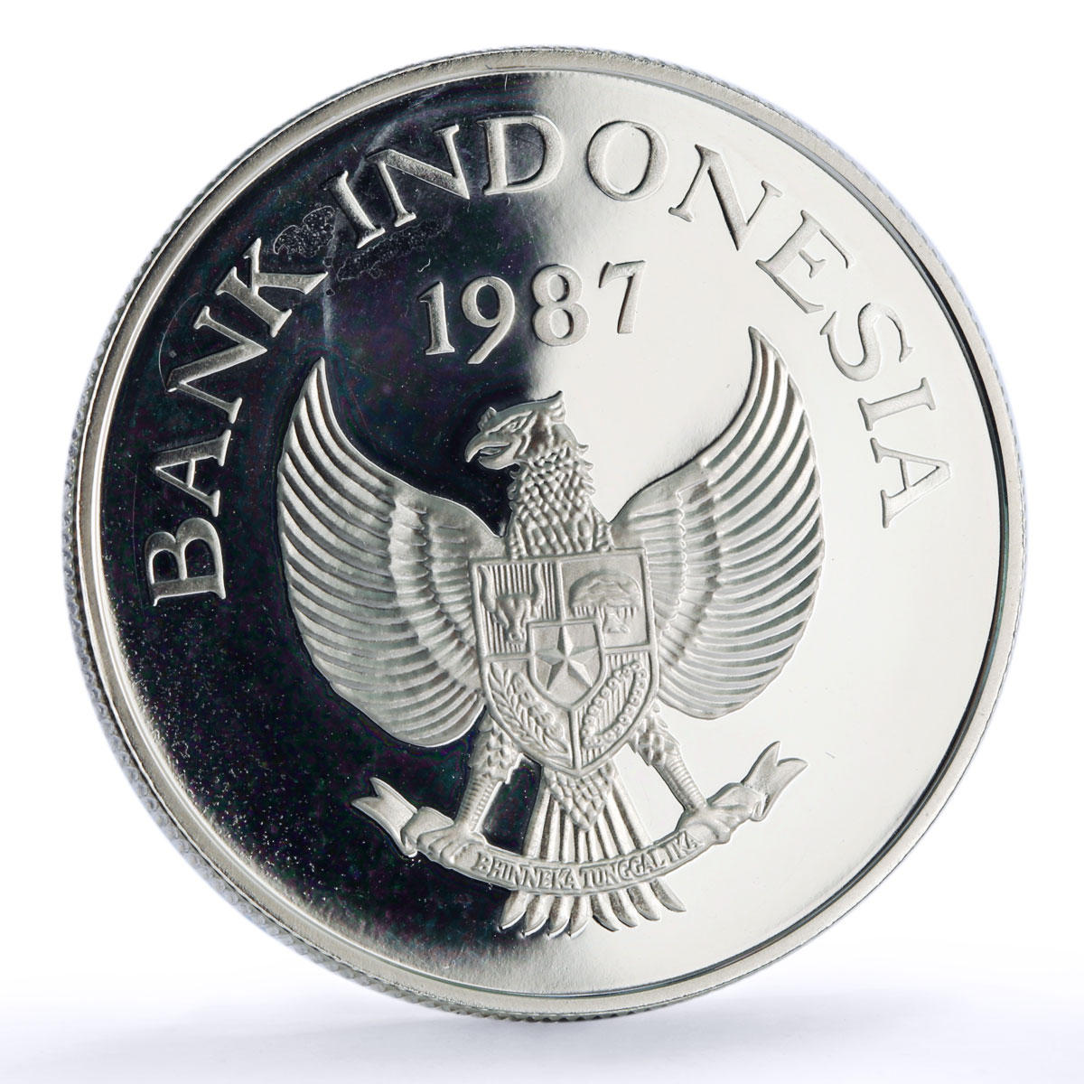 Indonesia 10000 rupiah Babi Rusa Wildlife KM-45 Pig Fauna proof silver coin 1987