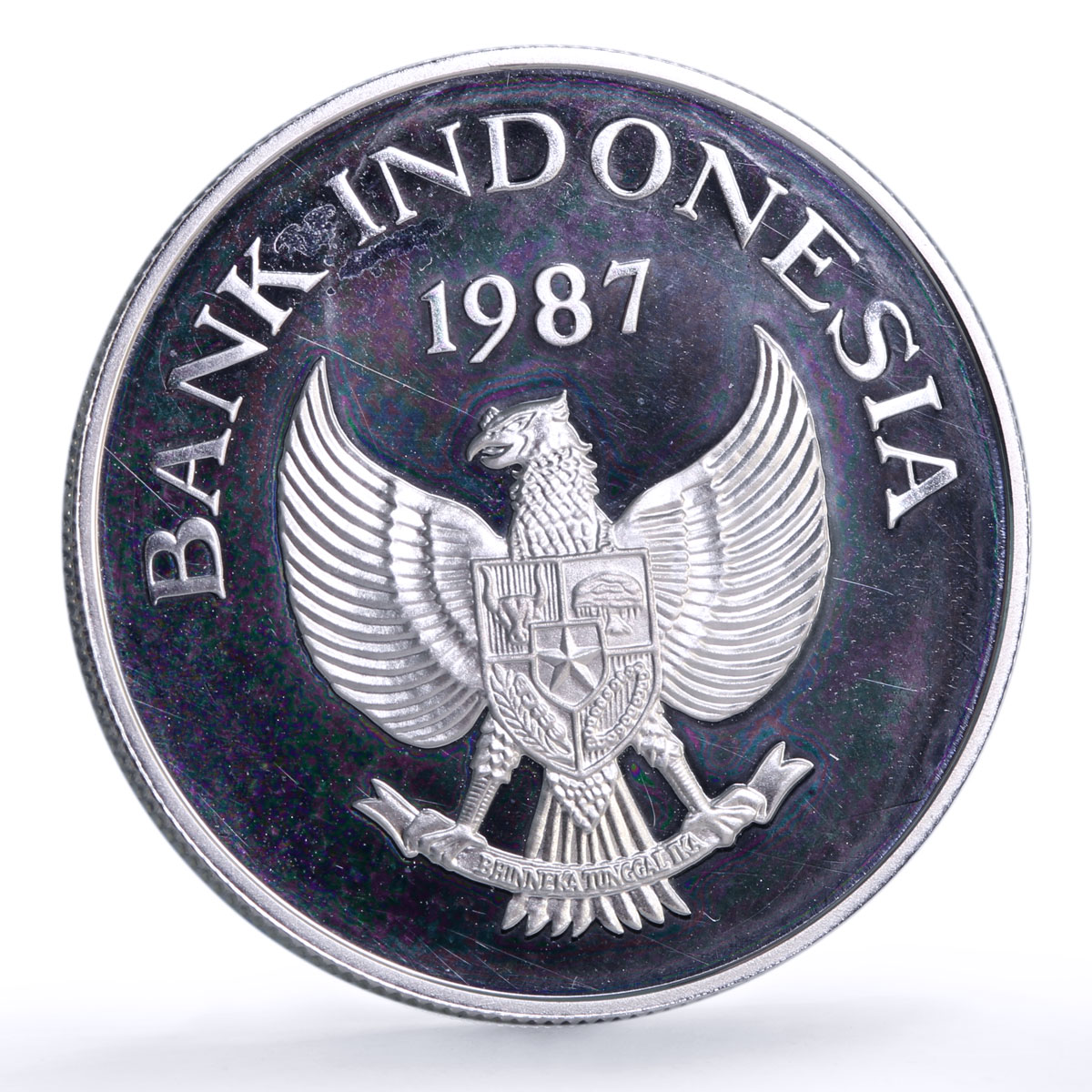 Indonesia 10000 rupiah Babi Rusa Wildlife KM-45 Pig Fauna proof silver coin 1987