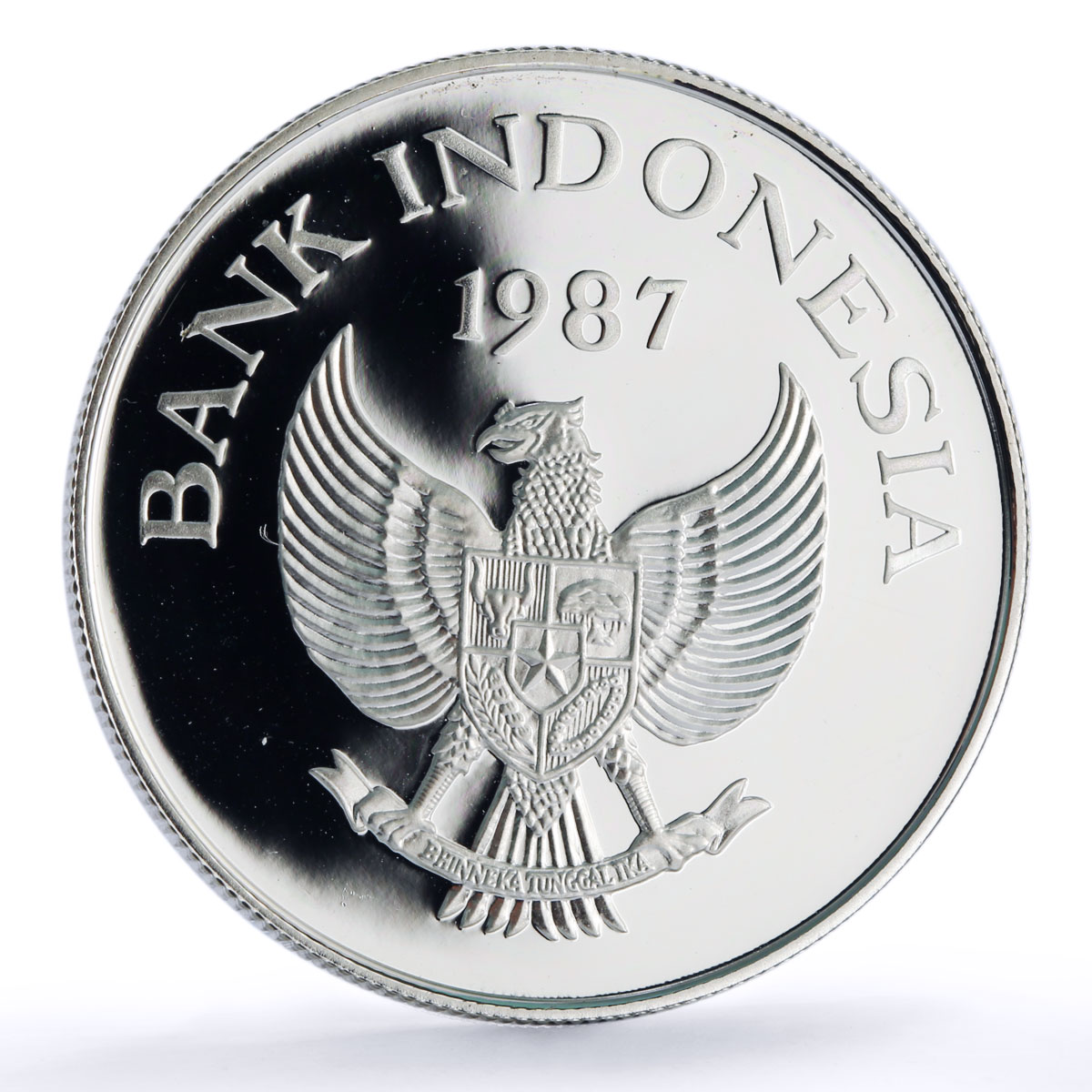 Indonesia 10000 rupiah Babi Rusa Wildlife KM-45 Pig Fauna proof silver coin 1987