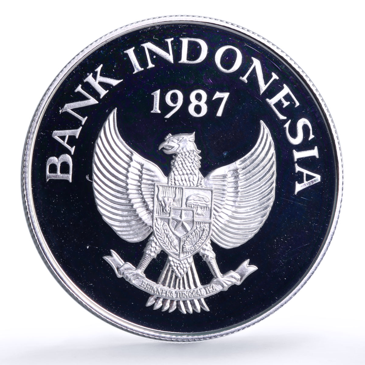Indonesia 10000 rupiah Babi Rusa Wildlife KM-45 Pig Fauna proof silver coin 1987