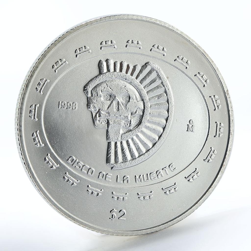 Mexico 2 pesos Disc of Death silver coin 1998