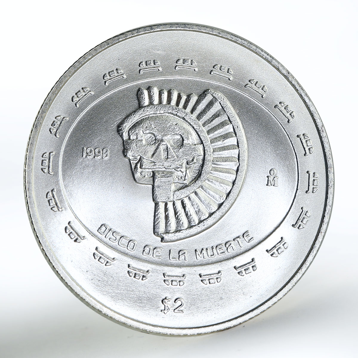 Mexico 2 pesos Disc of Death silver coin 1998