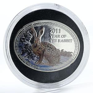 Niue 1 dollar Year of the Rabbit proof colored silver coin 2011