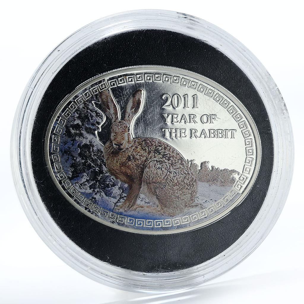 Niue 1 dollar Year of the Rabbit proof colored silver coin 2011