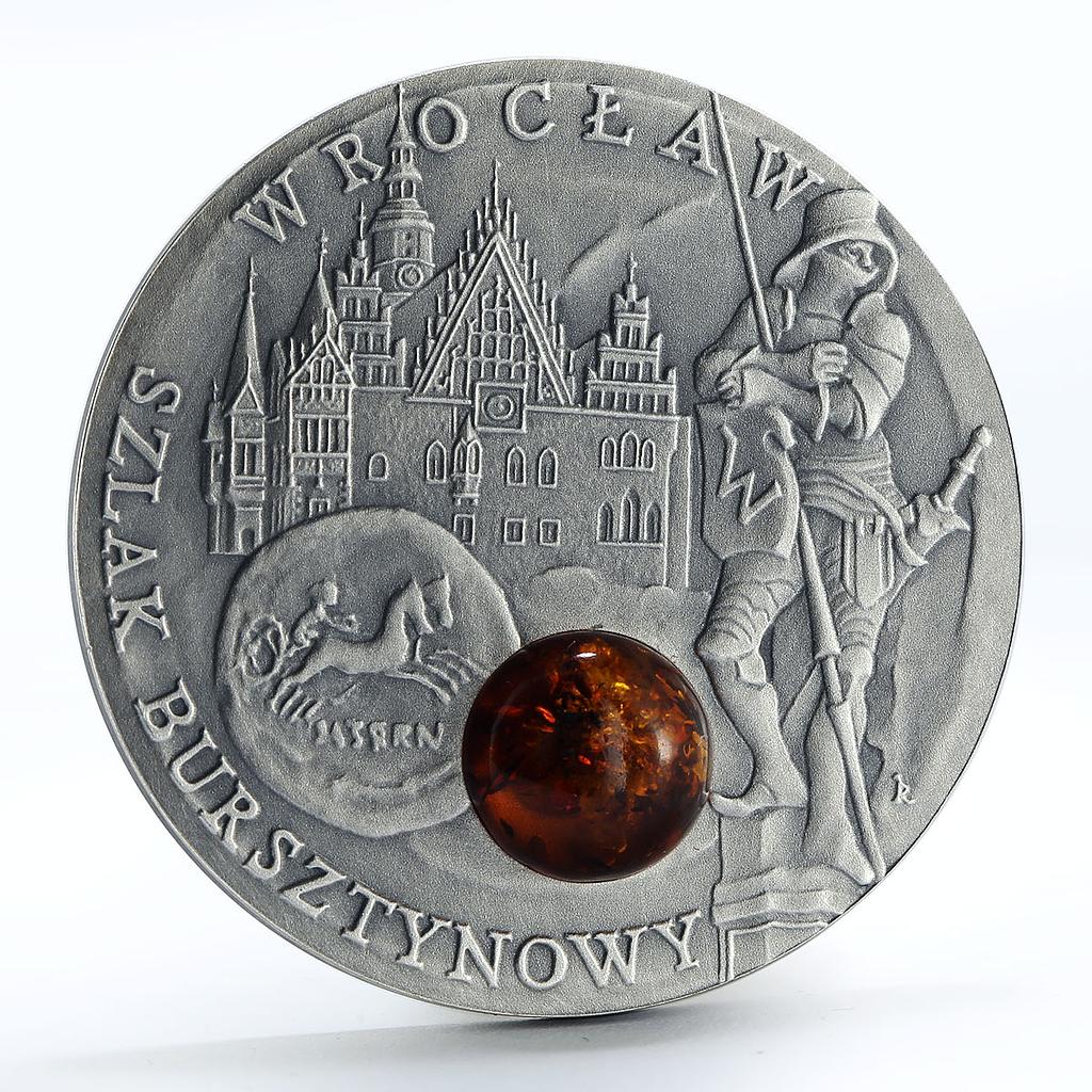 Niue 1 dollar Amber Route Series Wroclaw silver coin 2009