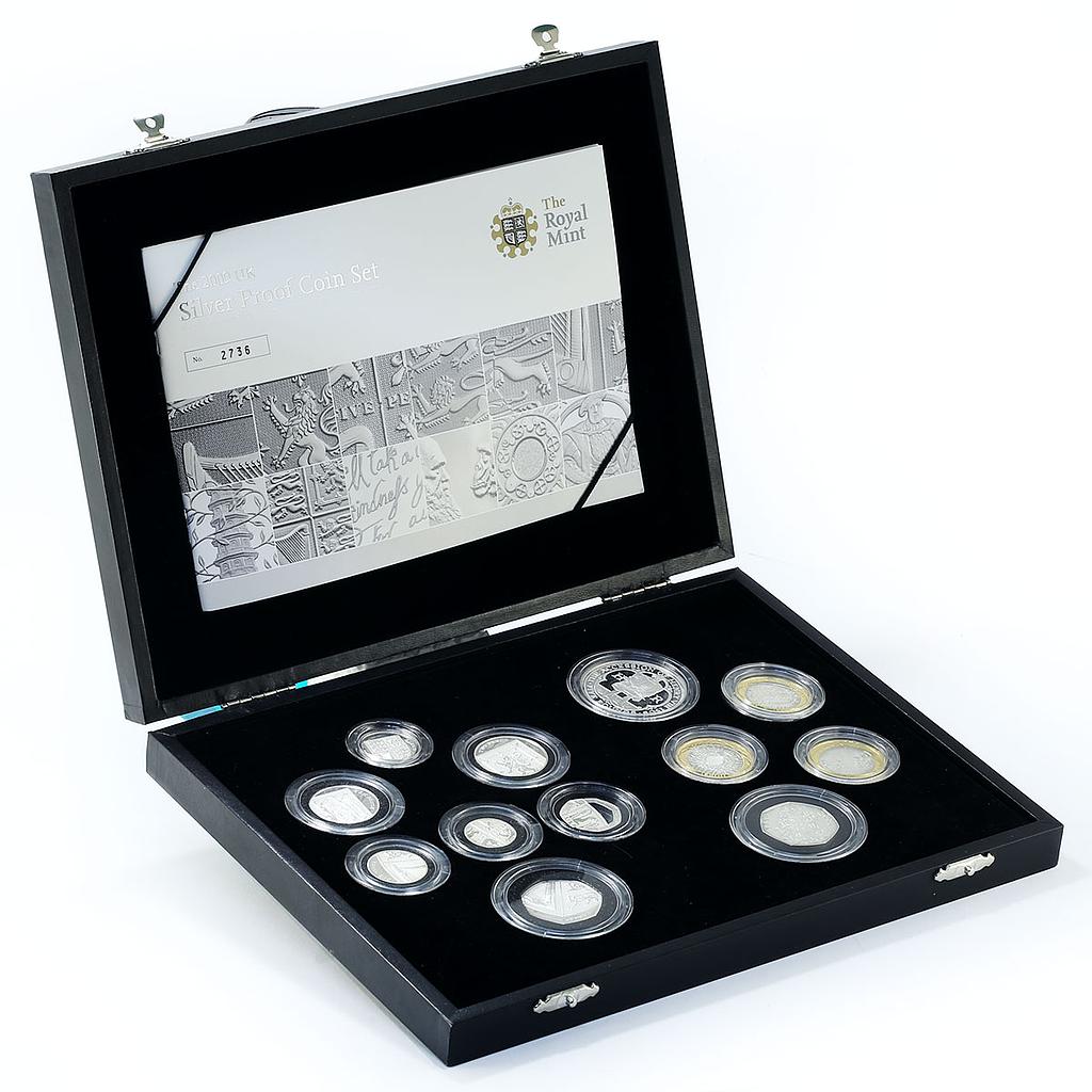 United Kingdom set of 12 coins The Royal Arms and Technology gilded silver 2009