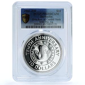 Barbados 10 dollars Central Bank KM-34a Jubilee Fish PR 69 PCGS silver coin 1982