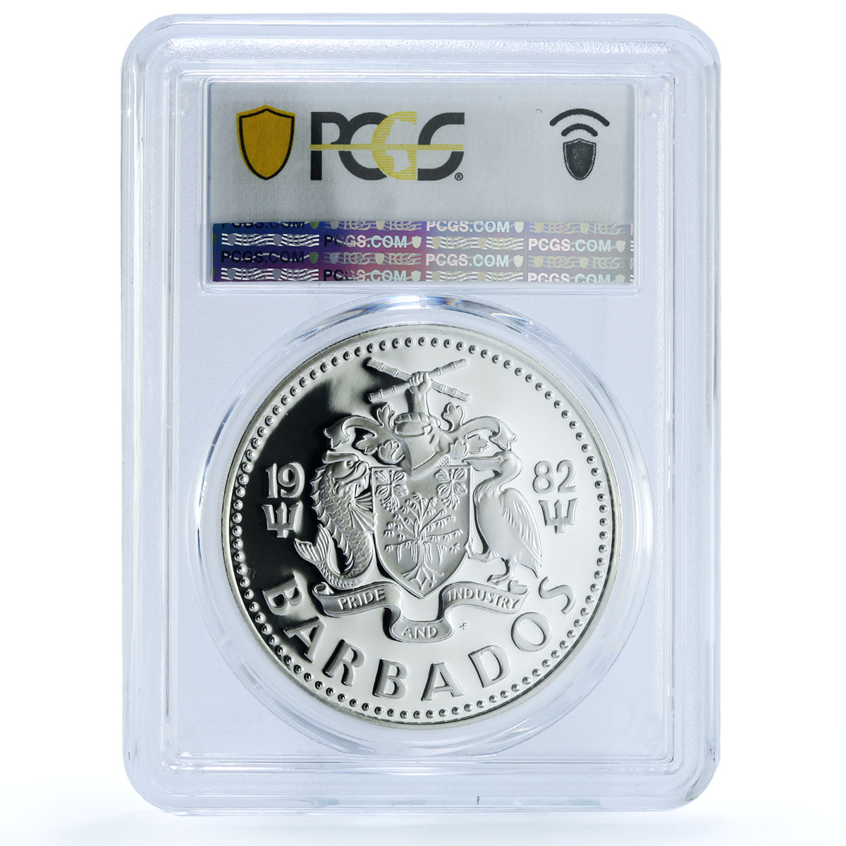 Barbados 10 dollars Central Bank KM-34a Jubilee Fish PR 69 PCGS silver coin 1982 Barbados 10 dollars Central Bank KM-34a Jubilee Fish PR 69 PCGS silver coin 1982
