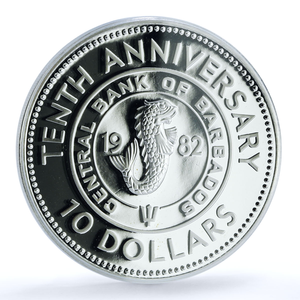 Barbados 10 dollars Central Bank KM-34a Jubilee Fish PR 69 PCGS silver coin 1982 Barbados 10 dollars Central Bank KM-34a Jubilee Fish PR 69 PCGS silver coin 1982