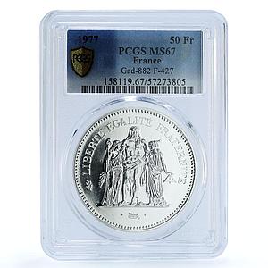France 50 francs Hercules KM-941.1 Gad-882 F-427 MS 67 PCGS silver coin 1977