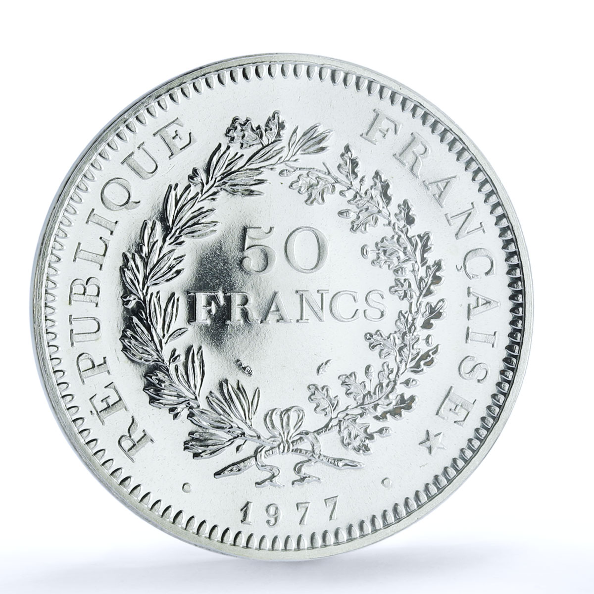 France 50 francs Hercules KM-941.1 Gad-882 F-427 MS 67 PCGS silver coin 1977 France 50 francs Hercules KM-941.1 Gad-882 F-427 MS 67 PCGS silver coin 1977