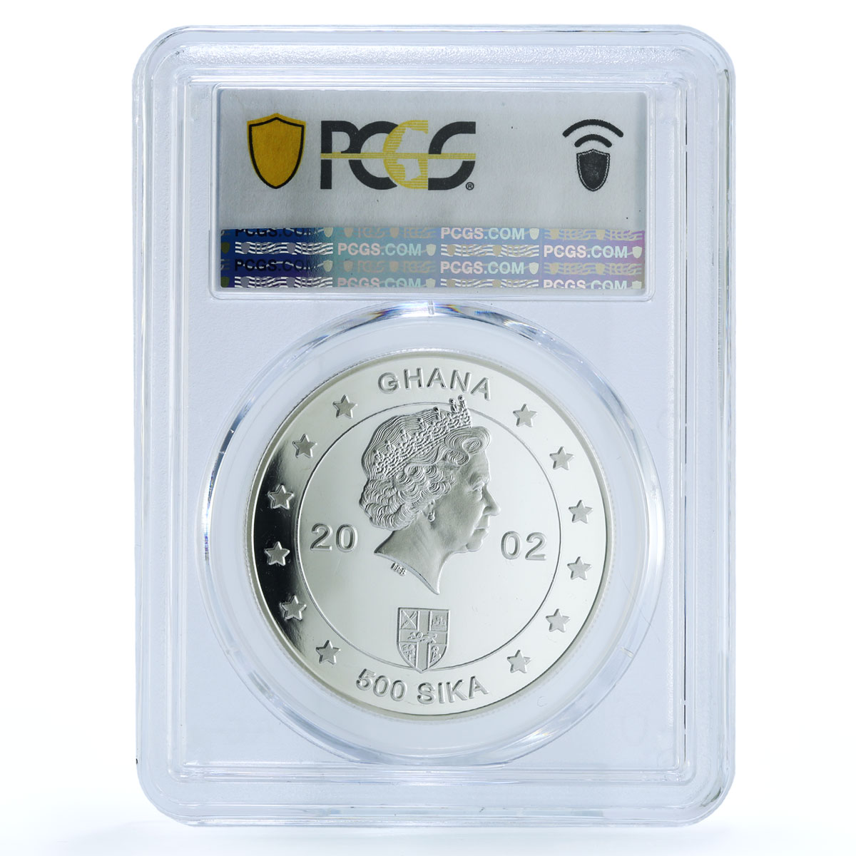 Ghana 500 sika Elizabeth II Golden Jubilee X#32 PR 70 PCGS silver coin 2002 Ghana 500 sika Elizabeth II Golden Jubilee X#32 PR 70 PCGS silver coin 2002