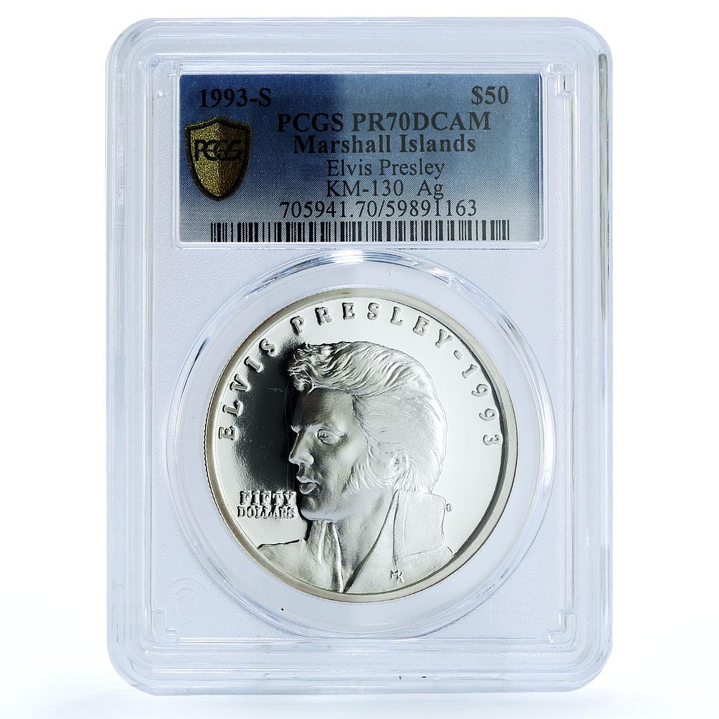 Marshall Islands 50 dollars Elvis Presley KM-130 PR 70 PCGS silver coin 1993 Marshall Islands 50 dollars Elvis Presley KM-130 PR 70 PCGS silver coin 1993