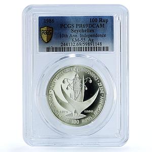 Seychelles 100 rupees Independence KM-55 Anniversary PR 69 PCGS silver coin 1986