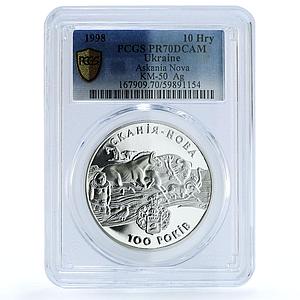 Ukraine 10 hryvnias Askania Nova KM-50 Bird Horse PR 70 PCGS silver coin 1998