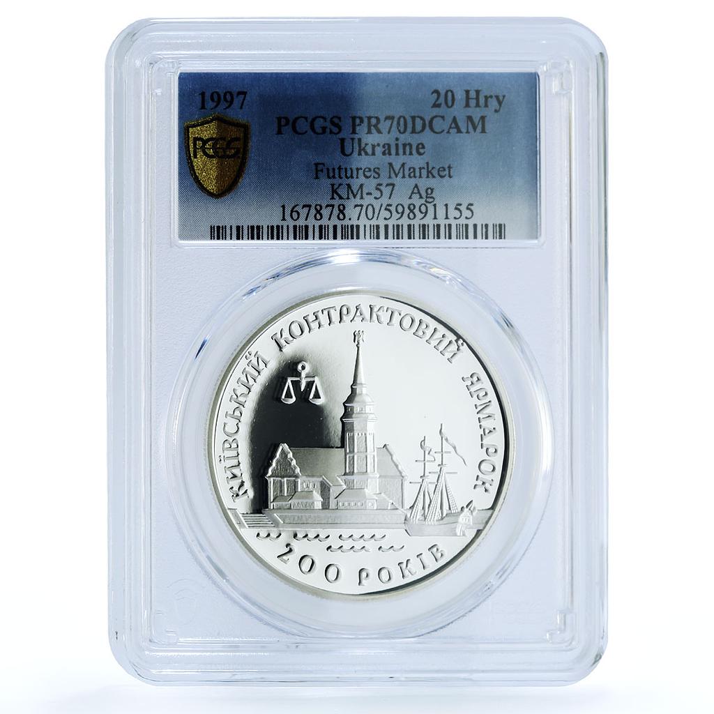 Ukraine 20 hryvnias Kyiv Futures Market KM-57 PR 70 PCGS silver coin 1997 Ukraine 20 hryvnias Kyiv Futures Market KM-57 PR 70 PCGS silver coin 1997