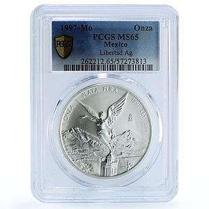 Mexico 1 onza Libertad Angel of Independence KM-613 MS 65 PCGS silver coin 1997