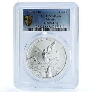 Mexico 1 onza Libertad Angel of Independence KM-613 MS 66 PCGS silver coin 1997