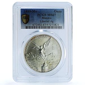 Mexico 1 onza Libertad Angel of Independence KM-613 MS 67 PCGS silver coin 1999