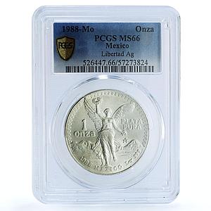 Mexico 1 onza Libertad Angel of Independence KM-494.1 MS66 PCGS silver coin 1988
