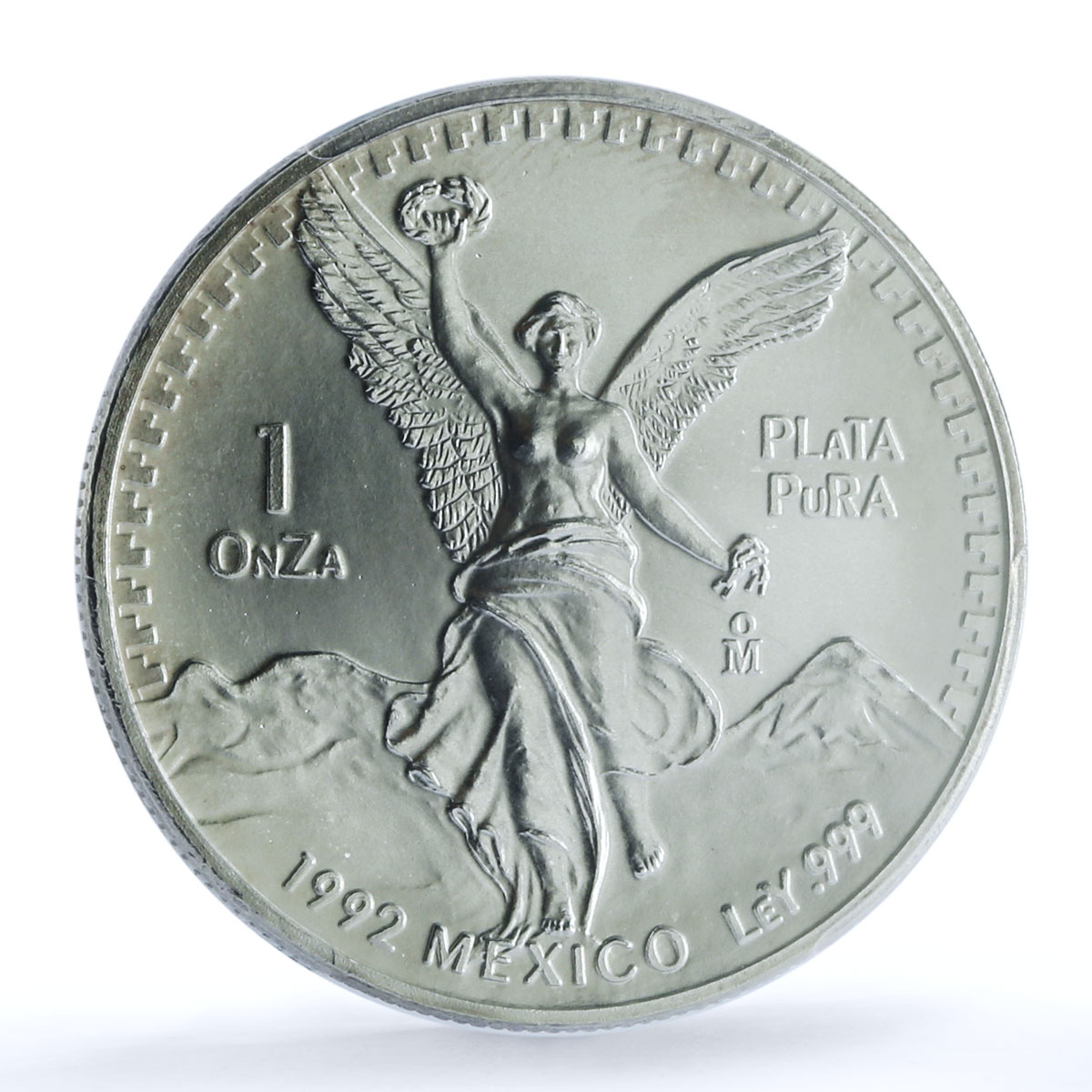 Mexico 1 onza Libertad Angel of Independence KM-494.3 UNC PCGS silver coin 1992