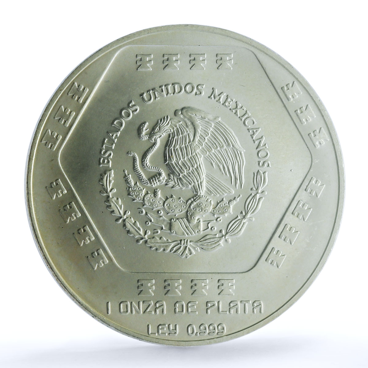 Mexico 5 pesos Chaac Mool KM-574 Precolombina Maya MS 66 PCGS silver coin 1994