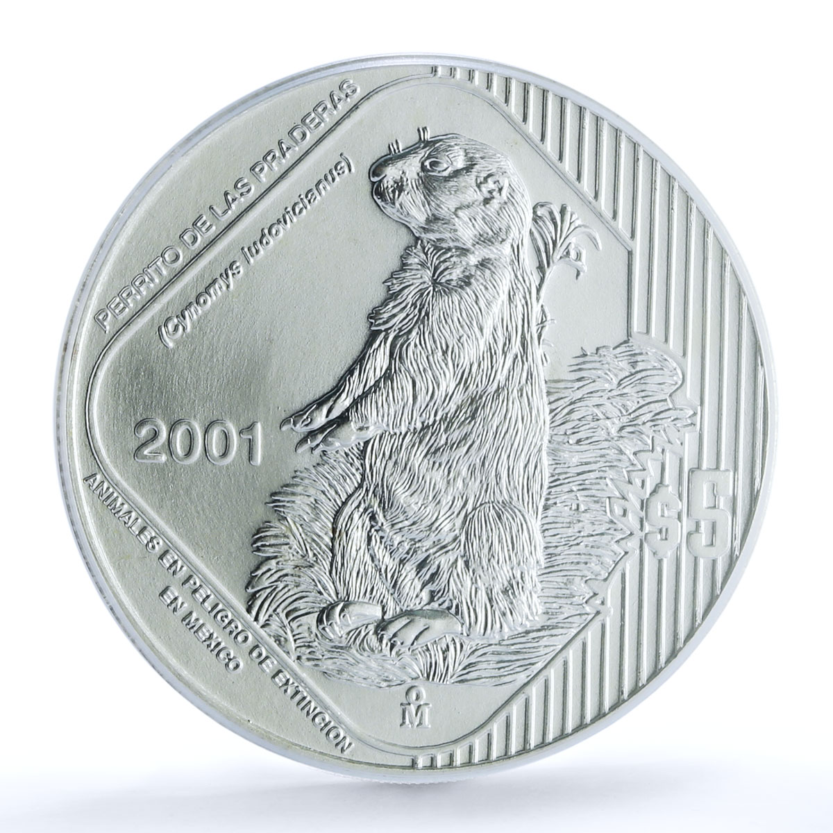 Mexico 5 pesos Prairie Dog KM-659 Wildlife Fauna MS 67 PCGS silver coin 2001