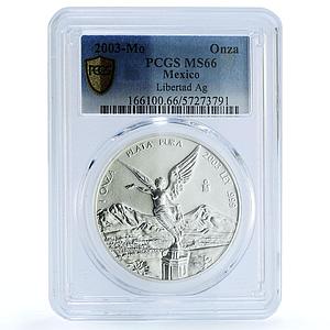 Mexico 1 onza Libertad Angel of Independence KM-639 MS 66 PCGS silver coin 2003