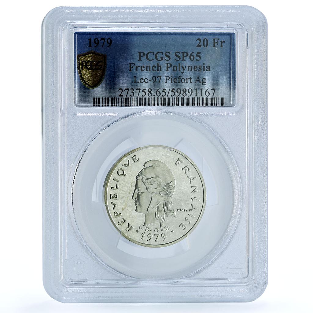 French Polynesia 20 francs Piedfort KM-9 P23 SP 65 PCGS silver coin 1979