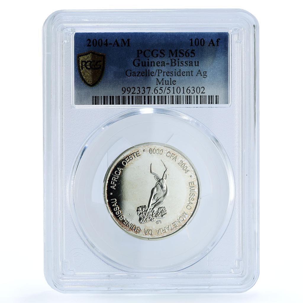 Guinea-Bissau 6000 francs CFA 100 Africa Gazelle MS 65 PCGS silver coin 2004 Guinea-Bissau 6000 francs CFA 100 Africa Gazelle MS 65 PCGS silver coin 2004